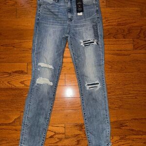 American Eagle Outfitters Light Blue Distressed Skinny Jeans